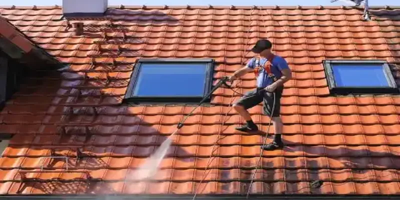 démoussage et nettoyage haute pression de toiture à Chamousset